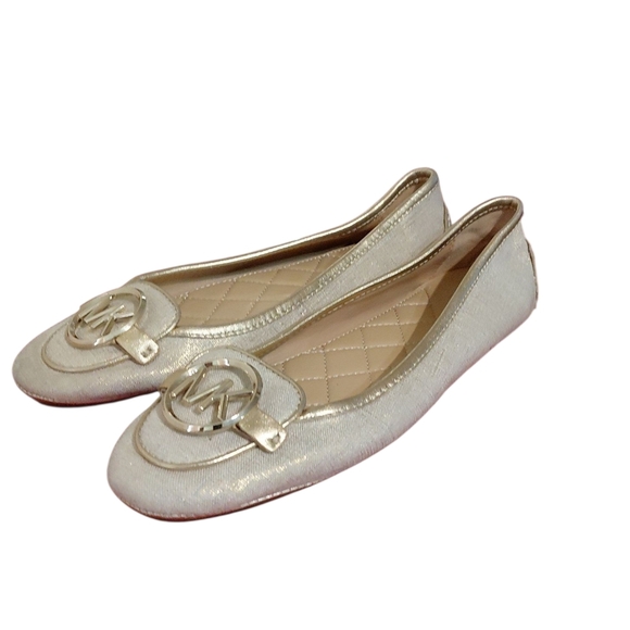 Michael Kors Gold Shimmering Ballet flats Women’s Lillie Moccasins 7.5 - Picture 11 of 12